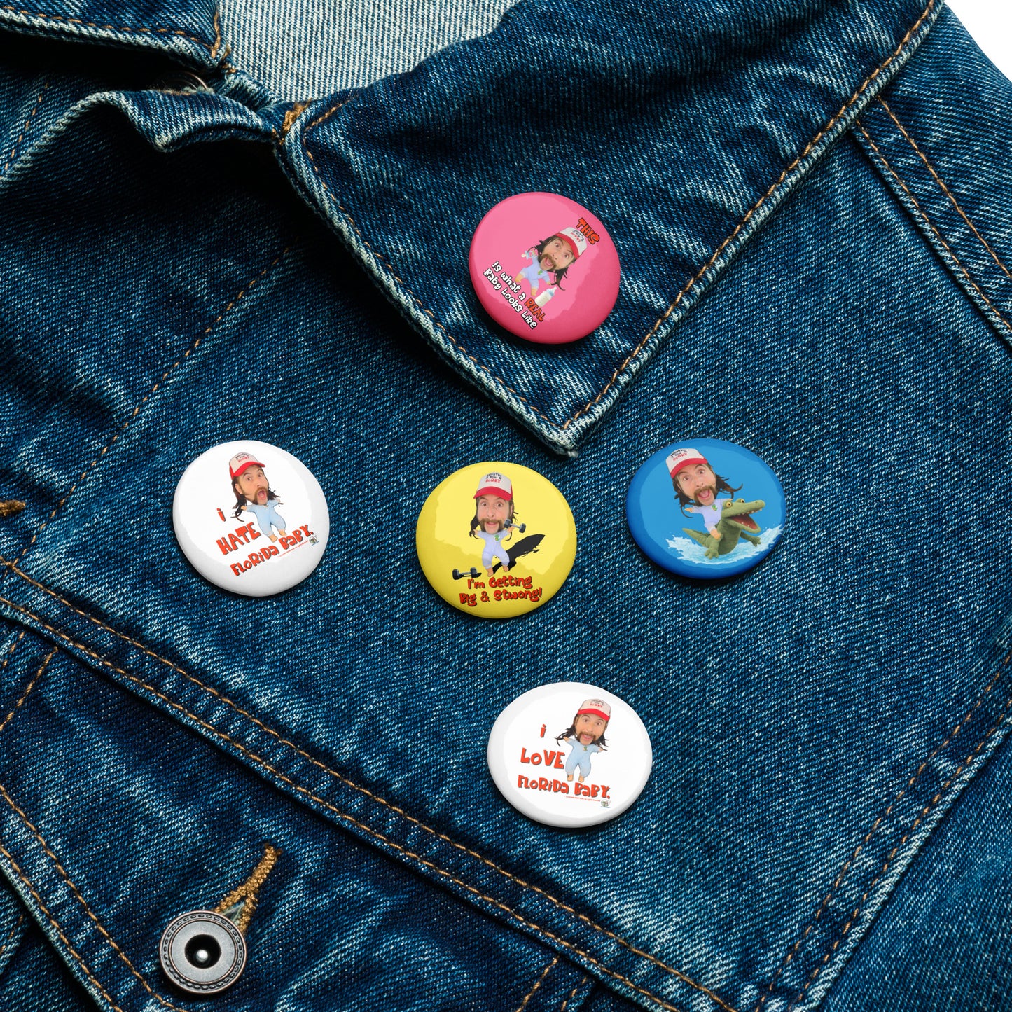 Florida Baby™ Pin Buttons Collectible Set – 5 Hilarious Designs